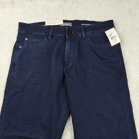 DL1961 Avery Relaxed Straight Jeans Men's 30x34 Dark Blue Stretchy NWT - Picture 2 of 9